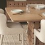 71291-AB - Trellyn 94" Light Brown Solid Wood Carved Woven Base Rectangular Dining Table