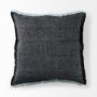 69437-CFD - Malia 20x20 Black and Teal Fabric Fringed Pillow Cover w/Down Filler