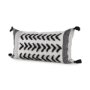 69438-CFD - Kimia 14x26 White/Black Fabric Herringbone w/Fringed Pillow Cover w/Filler