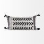 69438-CFD - Kimia 14x26 White/Black Fabric Herringbone w/Fringed Pillow Cover w/Filler