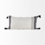 69438-CFD - Kimia 14x26 White/Black Fabric Herringbone w/Fringed Pillow Cover w/Filler