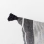 69438-CFD - Kimia 14x26 White/Black Fabric Herringbone w/Fringed Pillow Cover w/Filler
