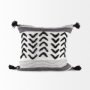 69439-CFD - Kimia 20x20 White/Black Fabric w/Fringed Pillow Cover w/Down Filler