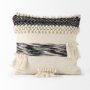 68391-CFD - Beardell 18x18 Cream And Black w/Tassels Pillow Cover w/Down Filler