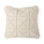 68392-CFD - Leroy 18x18 Cream Raised Pattern Detail Pillow Cover w/Down Filler