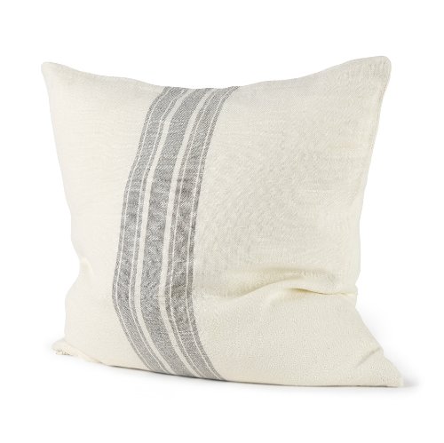 68871-CFD - Patrice 22x22 Cream With Gray Stripes Pillow Cover w/Filler