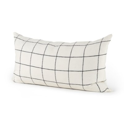 68876-CFD - Suzanne 14x26 White/Black Square Pattern Pillow Cover w/Filler