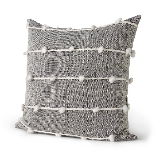68881-CFD - Linda 20x20 Navy And Cream With White Detail Pillow Cover w/Down Filler