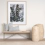70319-CFD - Jennelle 22x22 Cream w/ Indigo Print Linen Square Pillow Cover w/Filler