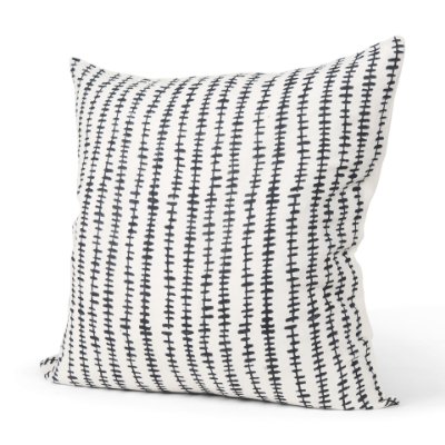70321-CFD - Jenna 22x22 Cream w/ Black Print Linen Square Pillow Cover w/Filler