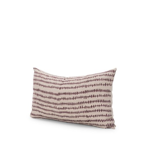 70324-CFD - Jenna 14x26 Beige w/Merlot Print Linen Lumbar Decorative Pillow Cover w/Down Filler