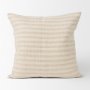 70325-CFD - Jace 22x22 Cream/Beige Stripe Linen-Cotton Square Pillow Cover w/Down Filler