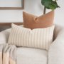 70326-CFD - Jace 16x28 Cream w/ Beige Stripe Lumbar Pillow Cover w/Down Filler