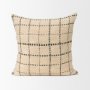 71086-CFD - Jaela 22x22 Beige/Black Striped Checkered Square Throw Pillow Cover w/Down Filler