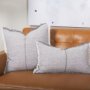 69416-CFNA - Thais 13x21 Gray Fabric Fringed Pillow Cover w/Non-Allegen Filler