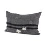 69418-CFNA - Sibyl 13x21 Black Fabric Striped and White Fringed Pillow Cover w/Non-Allergen Filler