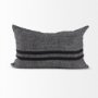 69418-CFNA - Sibyl 13x21 Black Fabric Striped and White Fringed Pillow Cover w/Non-Allergen Filler