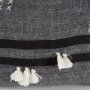 69418-CFNA - Sibyl 13x21 Black Fabric Striped and White Fringed Pillow Cover w/Non-Allergen Filler
