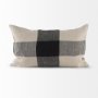 69420-CFNA - Raquel 13x21 Beige and Black Fabric Plaid Pillow Cover w/Non-Allergen Filler
