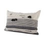 69422-CFNA - Thalia 13x21 Black and Beige Fabric Striped w/Fringe Pillow Cover w/Non-Allergen Filler