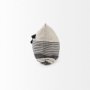 69422-CFNA - Thalia 13x21 Black and Beige Fabric Striped w/Fringe Pillow Cover w/Non-Allergen Filler