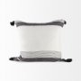 69439-CFNA - Kimia 20x20 White/Black Fabric Fringed Pillow Cover w/Non-Allergen Filler