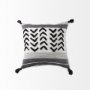 69439-CFNA - Kimia 20x20 White/Black Fabric Fringed Pillow Cover w/Non-Allergen Filler