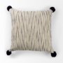 70063-CFNA - Krystal 18 x 18 Cream/Black Pom Pom Pillow Cover w/Non-Allergen Filler