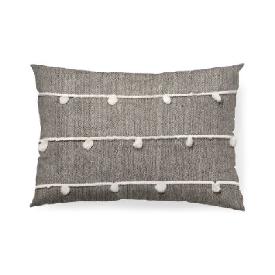 68882-CFNA - Linda 13x21 Navy And Cream With White Detail Pillow Cover w/Non-Allergen Filler