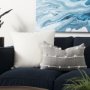 68882-CFNA - Linda 13x21 Navy And Cream With White Detail Pillow Cover w/Non-Allergen Filler