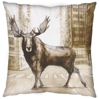 67328-CFNA - Northstreet II 18x18 Brown Moose City Crossing Pillow Cover w/Non-Allergen Filler