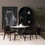 67503-AB - Veneto 40" Round White Marble Top with Black Metal Base Dining Table