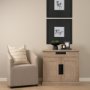 69931 - Braxton  33.5L x 18.5W x 31.5H Beige Wood W/Black Accents 2 Door Accent Cabinet