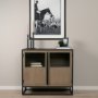 71348 - Sloan 40.0W Light Brown W/Black Metal Frame Accent Cabinet