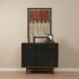 69755 - Grace 35.5L x 18.0W x 31.0H Medium Brown Wood W/Black Metal Frame 3 Drawer Accent Cabinet