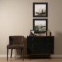 69755 - Grace 35.5L x 18.0W x 31.0H Medium Brown Wood W/Black Metal Frame 3 Drawer Accent Cabinet