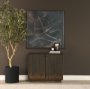 71339 - Cinder Distressed Dark Brown Wood Reeded 2-Door Closed Accent Cabinet