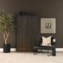 71340 - Cinder Distressed Dark Brown Wood Reeded 2-Door Closed Tall Cabinet