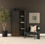 71340 - Cinder Distressed Dark Brown Wood Reeded 2-Door Closed Tall Cabinet