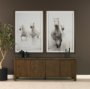71391-AB - Kendrix Dark Brown Oak Wood Cappuccino Marble 4 Door Closed Sideboard