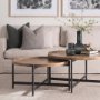 70062 - Marquisa 42" Round Medium Brown Wood W/Black Metal Large Coffee Table