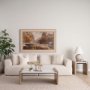 69910 - Athens Light Brown Wood w/ White Marble Accent Table