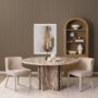 71357-ABC - Rivaro Solid Beige Marble Round Dining Table