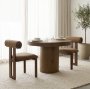 71258 - Tribeca Curve Open Back Mocha Fabric Tripod Frame Dining Chair