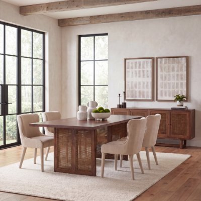 69904 - Grier 84" Medium Brown Wood w/ Cane Dining Table