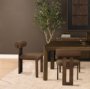 71258 - Tribeca Curve Open Back Mocha Fabric Tripod Frame Dining Chair