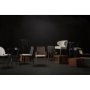 69350V - Clara Black Beech Wood W/ Cream Fabric Seat and Cane Back Armless Dining Chair