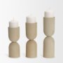 70710 - Qamra Short Beige Textured Metal Pillar Candle Holder