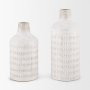 70941 - Tisha Small White W/ Terracotta Distressing Metal Vase