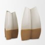 70972 - Vania Large Off White w/ Tan Textured Ceramic Vase